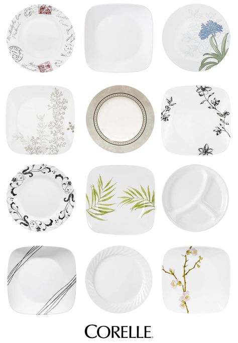 Corelle dishes - not sure about the pattern, but they will def be corelle! Corelle Dishes Pattern, Wedding Dishes, Corelle Dinnerware Set, Ceramica Ideas, Corelle Plates, Corelle Patterns, Corelle Dishes, Dinnerware Set Modern, Kitchen Wear