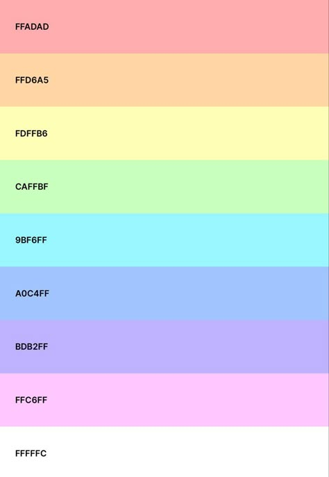 Pastel Rainbow Color Pallete, Rainbow Pallete Colour, Pastel Rainbow Pallet, Pastel Rainbow Colour Palette, Rainbow Colors Palette, Rainbow Pastel Color Palette, Pastel Colors Pallete, Neon Pastel Color Palette, Pastel Colour Aesthetic