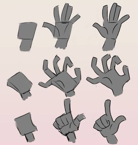 Boxy Hands Drawing Reference, Cute Hand Reference, Art Base Hands, Cartoon Art Hands, Hands In Different Art Styles, Different Art Styles Tutorial, Art Tips Hands, Telephone Drawing Reference, Art Styles To Try Drawing