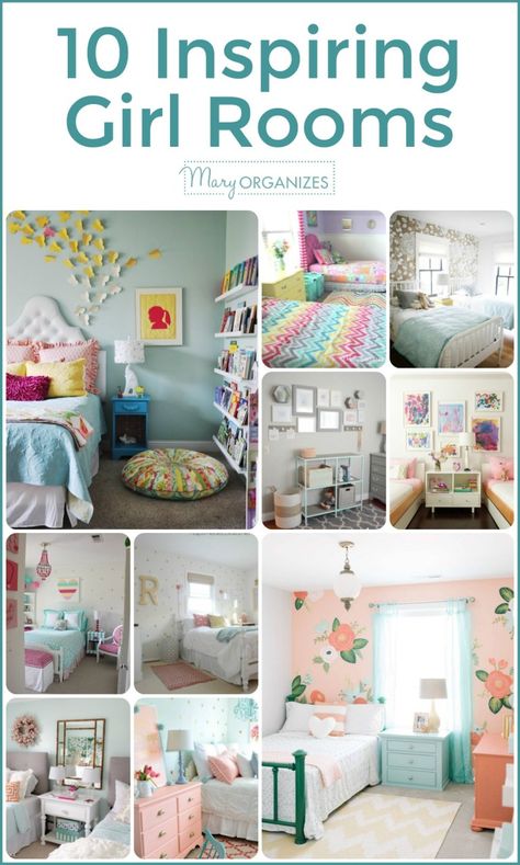 10 Inspiring Girl Rooms - creatingmaryshome.com Preteen Bedroom, Shared Girls Bedroom, Girl Bedrooms, Old Room, Girl Bedroom Designs, Girl’s Room, Girl Bedroom Decor, Big Girl Rooms, Shopping Lists