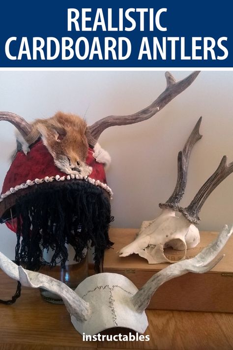 Cadhrien's realistic cardboard antlers are lightweight and really low-budget. #Instructables #reuse #upcycle #costume #Halloween Diy Deer Antlers, Diy Antlers, Box Tape, White Acrylic Paint, Cardboard Paper, Halloween 2024, Diy Cardboard, Industrial Art, Colored Highlights