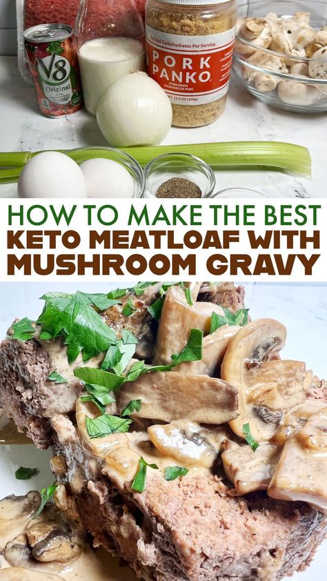 Mushroom Meatloaf, Keto Meatloaf, Keto Mushrooms, Low Carb Meatloaf, Keto Beef Recipes, Mushroom Gravy, Best Keto Diet, Low Carb Dinner Recipes, Favorite Comfort Food