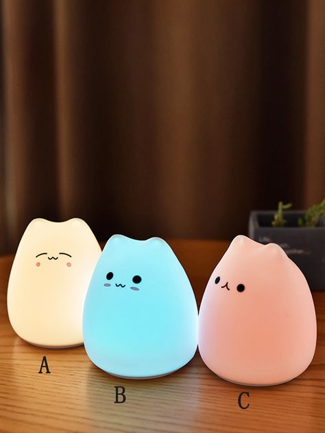 1pc 7 Color Cartoon Night Light Colour Changing Lights, Kindergarten Colors, Childrens Night Light, Cat Lamp, Cat Lead, Holiday Bedroom, Cute Night Lights, Broken Egg, Cat Light