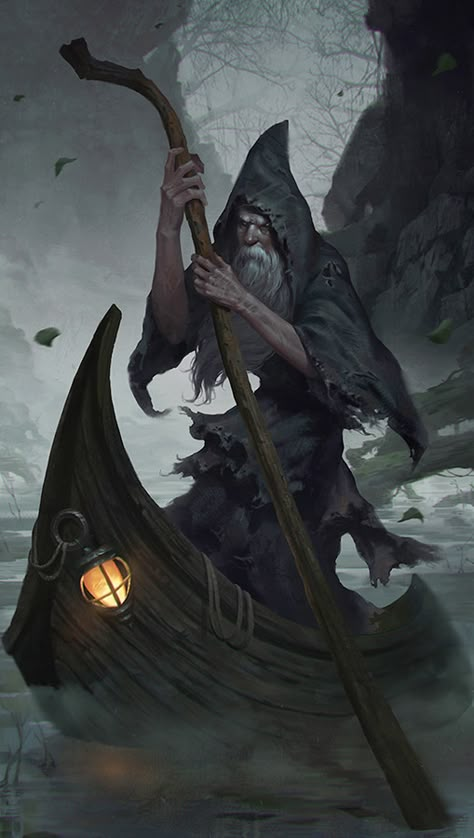 ArtStation - Charon, YI XU Charon Ferryman, Charon The Ferryman, Styx River, Greek Figures, Greek Stories, The Ferryman, Divina Commedia, Greek Pantheon, Roman Gods