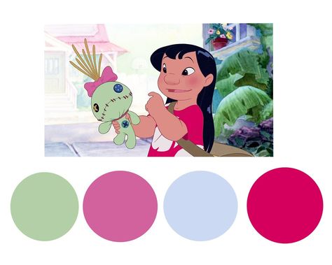 Stitch Color Pallete, Lilo And Stitch Color Palette, Stitch Palettes, Acnh Lilo And Stitch Designs, Disney Character Color Palettes, Encanto Color Palette Disney, Disney Princess Colors, Lilo Y Stitch, Disney Colors