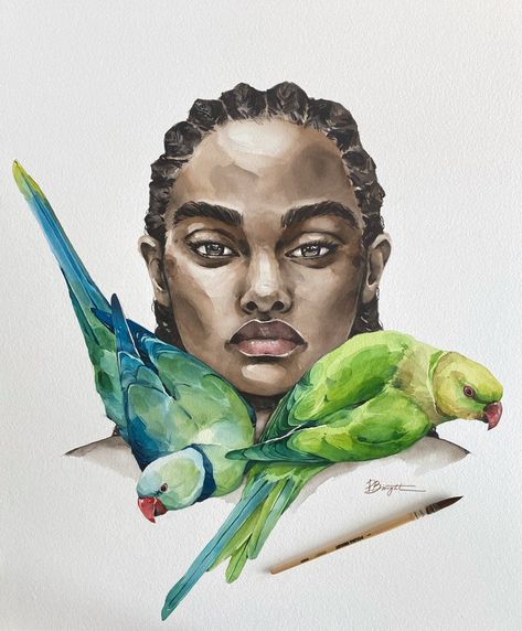 Polina Bright on Twitter: "🖤🦜 https://t.co/y9YN6LHpNN" / Twitter Waterpaint Art, Sydney Painting, Parakeet Art, Imagination Drawing, Polina Bright, Bright Art, Art And Illustration, Artist Paint, Watercolor Portraits