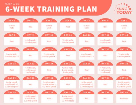 5K Training Plan: 6-Week Training Schedule for Beginners Train For A 5k, 5 Minute Yoga, 5k Training Plan, Strength Training Routine, 31 Day Challenge, 5k Training, Google Fit, Virtual Race, How To Walk