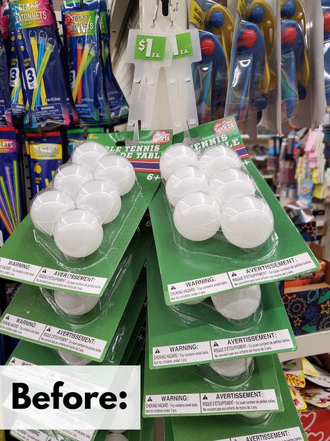 Dollar Tree Farmhouse Ping Pong Wreath Crafts With Ping Pong Balls, Dollar Tree Race Track Crafts, Ping Pong Ball Crafts, Jenn Bachelorette, Spring Dollar Tree Crafts, Dollar Tree Spring Wreath, Diy Dollar Tree Farmhouse Decor, Dollar Tree Projects, Dollar Tree Crafts Diy