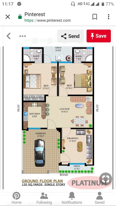 27×50 House Front Elevation, 2bhk Plan, House Degine, House Plan App, Low Cost House Plans, 10 Marla House Plan, Home Map Design, 30x50 House Plans, 20x40 House Plans