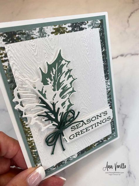 Christmas Scent, Boughs Of Holly, Christmas Leaves, Poinsettia Cards, Stamped Christmas Cards, Christmas Table Decor, Simple Christmas Cards, Christmas Favors, Homemade Christmas Cards