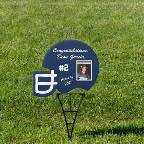 Congratulations Graduate Sign For Football Players | Zazzle.com Senior Football, Keepsake Ideas, Save The Date Wording, Parking Spot, Great Gifts For Dad, Congratulations Graduate, Football Helmet, Yard Sign, A Football