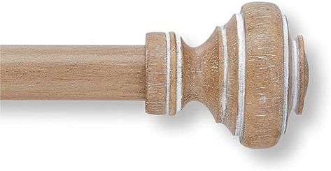 Amazon.com: MODE Farmhouse Collection Single Curtain Rod Set with Porch Doorknob Finials - 72 to 144 in, Weathered Oak : Home & Kitchen Farmhouse Curtain Rods, Curtain Rod Finials, Industrial Curtain Rod, Neutral Curtains, Finials For Curtain Rods, Curtain Rings With Clips, Porch Posts, Farmhouse Curtains, Curtains Holdbacks