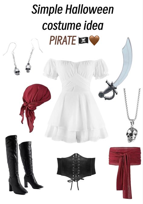 Pirate Costume Simple, Last Minute Pirate Costume, Diy Pirate, Pirate Costume Diy, Pirate Costumes, Female Pirate Costume, Cheap Costumes, Pirate Halloween Costumes, Pirate Outfit