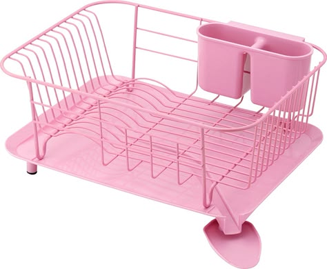 Pink Apartment, Pink Kitchen Decor, Pink Dishes, Pink Room Decor, Future Apartment Decor, Dish Rack, Pink Home Decor, Apartment Decor Inspiration, Pink Kitchen