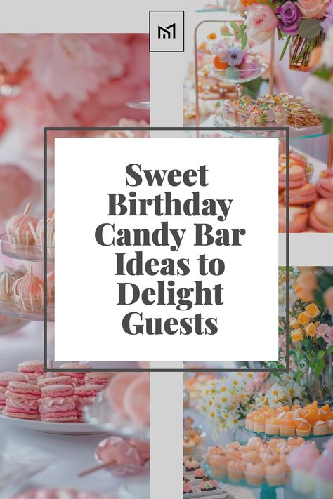 Transform your birthday party into a Candyland adventure with a colorful and enticing candy bar. Offer a variety of candies, chocolates, and sweet treats displayed in vibrant containers and jars. Add playful signage and themed decorations to delight guests of all ages. Pastel Candy Table Ideas, Candy Bar For Sweet 16 Party, Candy Display Ideas Party, Birthday Candy Bar Ideas, Candy Bar Ideas Birthday, Candy Bar Ideas For Parties, Party Candy Table Ideas, Candy Table Ideas Birthday, Candy Station Ideas