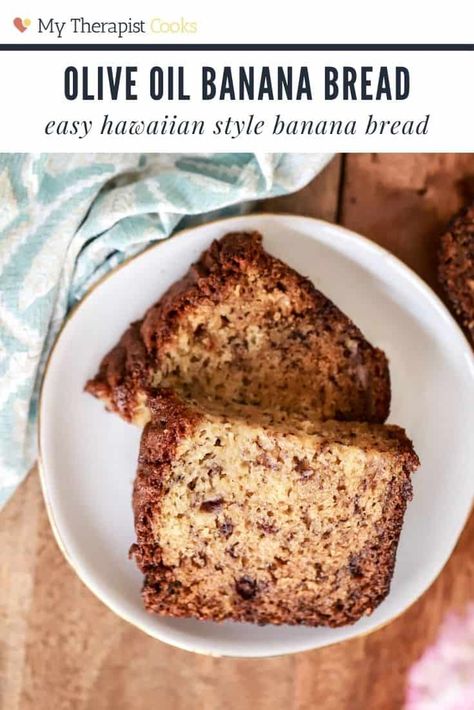 Banana Bread With Olive Oil, Banana Muffins With Olive Oil, Olive Oil Banana Bread, Hawaiian Banana Bread Recipe, No Sugar Banana Bread, Homemade Banana Bread Easy, Bread With Olive Oil, Banana Bread With Oil, Almond Banana Bread