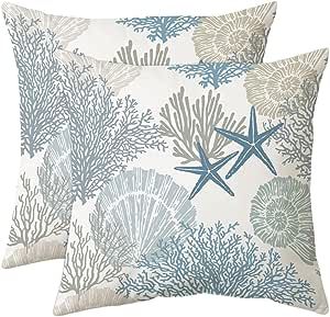 Coastal Decorative Pillows, Coastal Throw Pillow, Coastal Pillow Covers, Outdoor Sofa Cushions, Coral Throw Pillows, Starfish Pillow, Nautical Throw Pillows, Coastal Throw Pillows, Coral Pillows