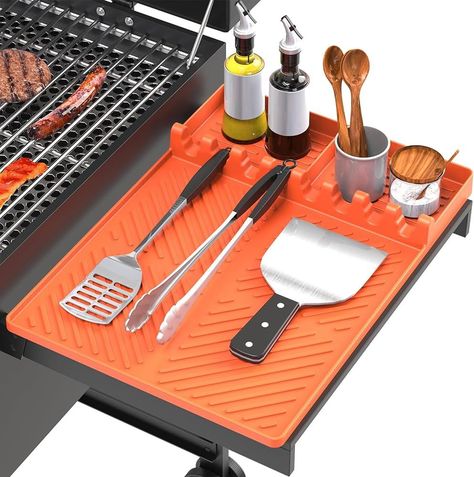 Silicone Grill Mat Compatible with Blackstone, Silicone Griddle Tools Mat with Drip Pad, Spatula ... | Amazon (US) Outdoor Grill Kitchen, Bbq Caddy, Grill Pad, Griddle Accessories, Blackstone Grill, Grill Mat, Grilling Sides, Kitchen Grill, Outdoor Grills