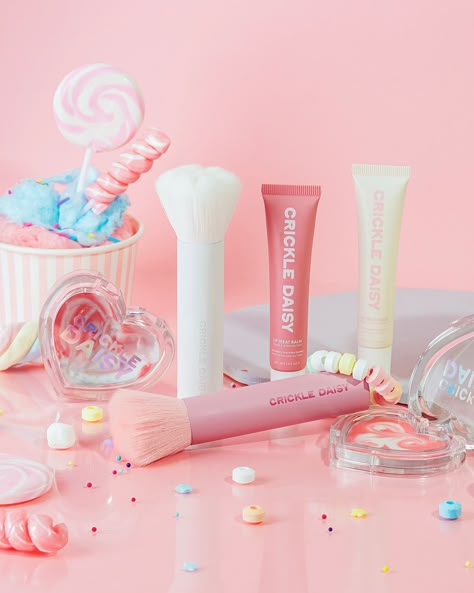 🌸 —— styled & shot for Crickle Daisy🩷 . . . #productphotography #makeup #cosmeticsshoot #productshoot #scentedbrushes #crickledaisy #pastel #productphotographer #styling Korean Product Photography, Sweets Product Photography, Cosmetics Photoshoot, Perfume Photoshoot, Studio Product Photography, Valentines Photoshoot, Candy Makeup, Cosmetic Creative, Beauty Advertising