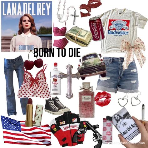 Lana Del Rey Btd Era, Lana Del Rey Album Outfits, Born To Die Aesthetic Outfit, Born To Die Outfit, Lana Del Rey Concert Outfit Ideas, Lana Del Rey Concert Outfit, Dark Americana, Lana Summer, Lana Albums