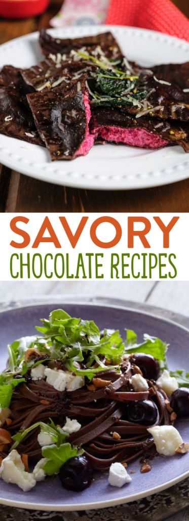 Think chocolate is only for sweet recipes? Think again! We have rounded up some savory chocolate recipes to delight your tastebuds!You might not readily think of chocolate as an addition to a savory recipe, but it adds a delightful complexity to the dishes. If you’ve never tried dishes like these before, we strongly recommend that you give them a try! Chocolate Savory Recipes, Savory Chocolate Appetizers, Chocolate Dinner Recipes, Savory Chocolate Recipes, Chocolate Appetizers, Savory Chocolate, Chocolate Covered Potato Chips, Chocolate Pasta, Aphrodisiac Foods