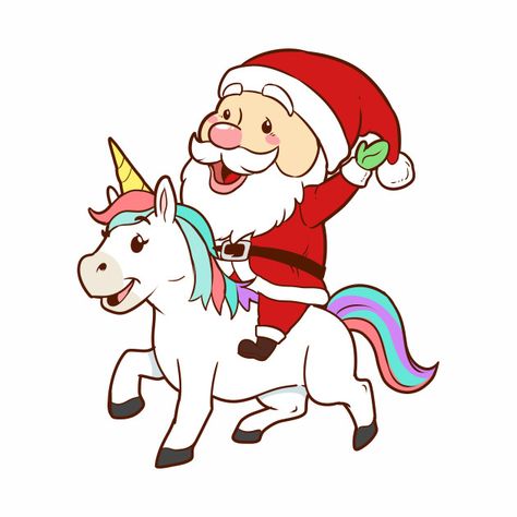 Cute Santa Claus Riding A Unicorn Christmas Magical T-Shirt Funny Santa Illustration, Santa Clause Illustration Cute, Christmas Unicorn Illustration, Riding A Unicorn, Cute Santa Claus, Unicorn Images, Unicorn Christmas, Unicorn Painting, Bad Santa