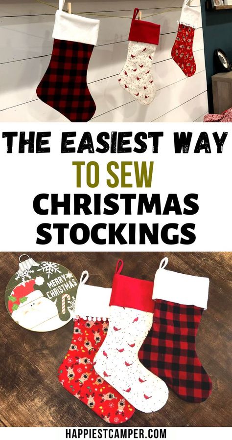 Christmas Sock Sewing Pattern, Christmas Sewing Stocking Pattern, Diy Xmas Stockings How To Make, Christmas Stockings Pattern Sewing, Cuffed Christmas Stocking Pattern, Christmas Stocking Diy Pattern, Patterns For Christmas Stockings Sew, Sew Stockings Christmas, Sew Your Own Christmas Stocking