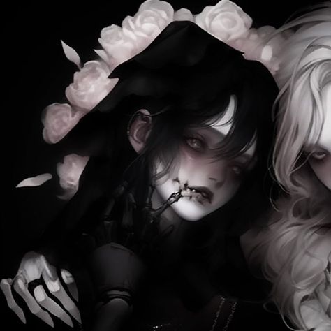 { #anime #animecouple #art #matchings #couple #animematching #easthetic } Matching Gxg Icons, Gothic Matching Pfp, Emo Matching Pfp Couple, Spooky Halloween Pfp, Female Matching Pfp, Y2k Profile Picture, Match Profile, Emo Pfp, Best Friend Match