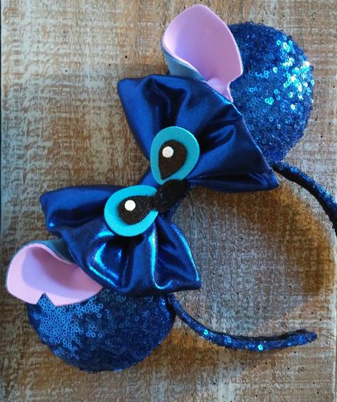 Stitch Inspired Ears www.etsy.com/shop/everafterbypatti Lilo And Stitch Ears Diy, Disney Diy Ears Headbands, Stitch Disney Ears, Cinderella Mickey Ears Diy, Disney Ears Diy, Disney Ears Headband Stitch, Eeyore Mickey Ears, Stitch Ears, Disney Minnie Mouse Ears