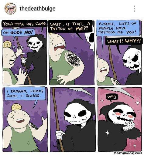 Grim Reaper Comics, Grim Reaper Comic, Reaper Comic, Comics Strip, The Awkward Yeti, Reaper Art, Grim Reaper Art, Comic Tattoo, Dungeons And Dragons Memes