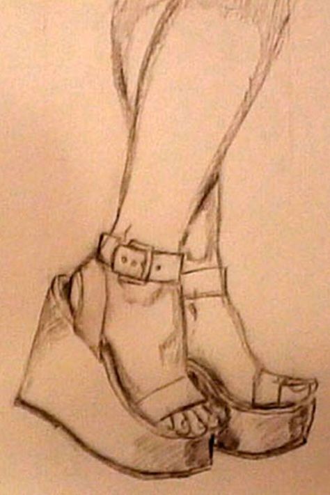 how to draw wedge shoes on feet Person Drawing, Fashion Drawing Sketches, Sketches Tutorial, Easy Drawings Sketches, Cute Easy Drawings, Hand Art Drawing, Drawing Skills, Book Art Drawings, Art Tutorials Drawing