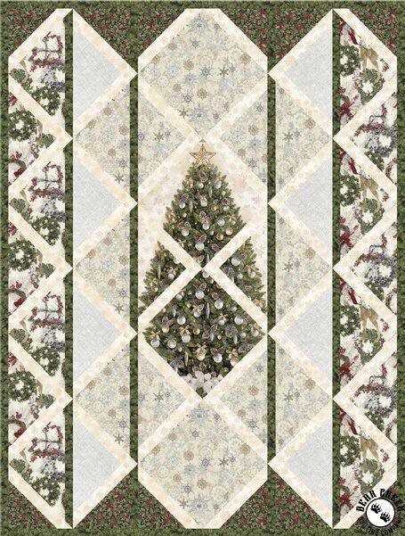 A Very Merry Christmas - Frosted Windowpanes Free Quilt Pattern Christmas Tree Quilt Pattern, Tree Quilt Pattern, Wholesale Fabric Suppliers, Christmas Tree Quilt, Farm Quilt, Christmas Quilt Patterns, Timeless Treasures Fabric, A Very Merry Christmas, Tree Quilt