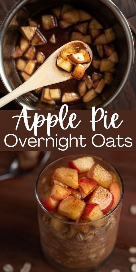 These creamy apple pie overnight oats taste like dessert for breakfast! Infused with apple, maple, brown sugar, cinnamon & nutmeg for a comforting fall blend of flavors. Caramel Apple Pie Overnight Oats, Fall Flavored Overnight Oats, Overnight Oats Tasty, Apple Spice Overnight Oats, Overnight Oats Brown Sugar Cinnamon, Overnight Oats Bulk, Apple Crisp Overnight Oats, Caramel Apple Overnight Oats, Autumn Overnight Oats