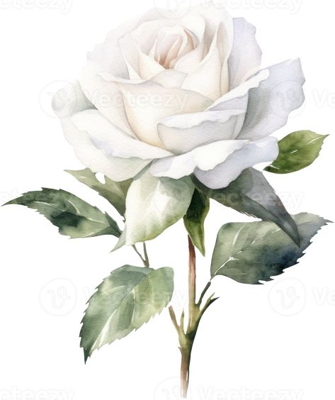 White Rose Flower Watercolor. AI Generated White Rose Watercolor Painting, White Rose Illustration, White Rose Drawing, White Flower Watercolor, White Rose Watercolor, White Rose Painting, White Flower Painting, Rose Flower Png, Self Portrait Art