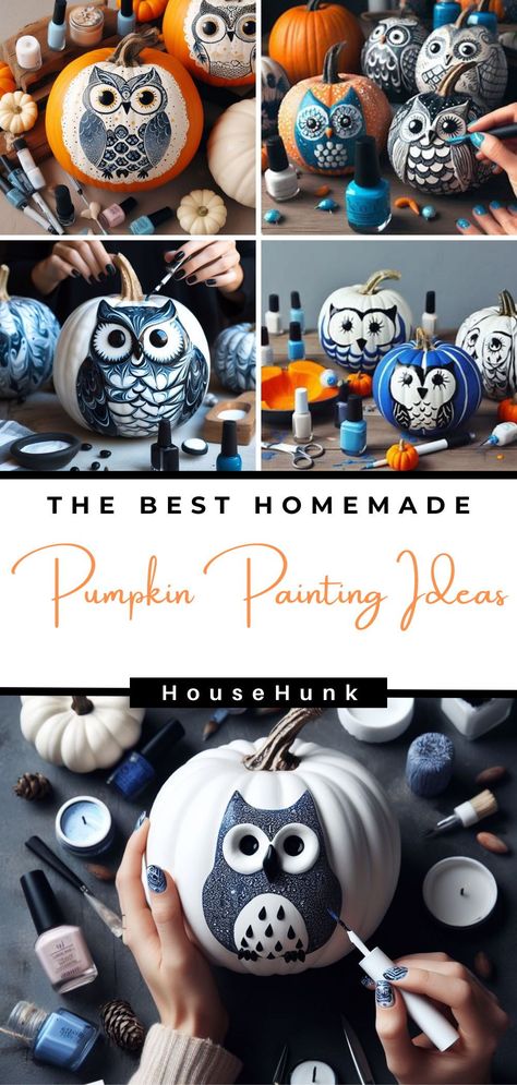 Painted Pumpkin Animals, Non Carved Decorated Pumpkins Paint, Animal Pumkin Decoration Ideas, Painted Cat Pumpkin, Pumpkin Coloring Ideas, Pumpkin Owl Craft, Owl Pumpkin Painting, Fox Pumpkin, Cow Pumpkin Painting