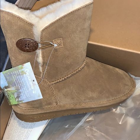 New Bear Paw Boots Bear Paw Boots, Beige Ankle Boots, Grey Leather Boots, Fringe Ankle Boots, Casual Ankle Boots, New Boots, Bear Paw, Mid Boots, Bear Paws