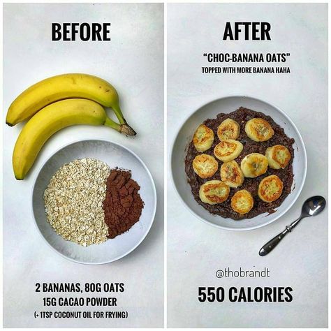 If you are looking for a natural weight loss solution.🍓 Visit link on my bio@calories.hub - Chocolate banana oatsss🍫🍌🤤+ sautéed banana-Here’s how to use 2 banana’s in one bowl of oatmeal haha🤣 but really I want to share a super great method for cooking oats which is to cook it on the stove and then add a mashed banana in there. Pretty sure the cool ppl call it “banana sweetened oats” because makes it super sweet and it also makes it creamy afffff💆‍♂️ u obviously can top it with whatever u Oatmeal Healthy Breakfast, Bowl Of Oatmeal, Oatmeal Bowl, Healthy Superbowl Snacks, Resep Diet, Chocolate Banana, Healthy Meal Prep, Healthy Lunch, Bananas