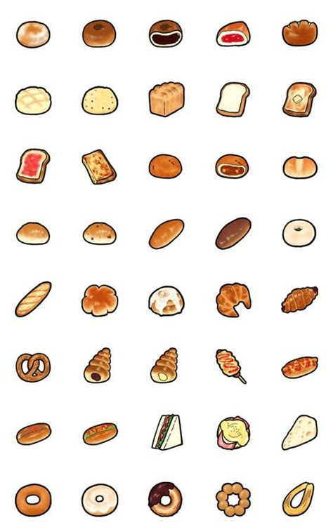 Cute Bread Drawings, Bread Emoji, Bread Drawing, Bread Cute, Cream Bun, Cute Bread, Cute Small Drawings, 귀여운 음식 그림, Gacha Props