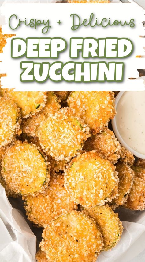 Crispy Deep Fried Zucchini Fried Zucchini Planks, Deep Fried Zucchini Chips, Deep Fried Squash, Deep Fried Zucchini Batter, Fried Cucumber Recipes, Fried Zucchini Batter, Fried Zucchini Recipe, Zucchini Ideas, Deep Fried Zucchini