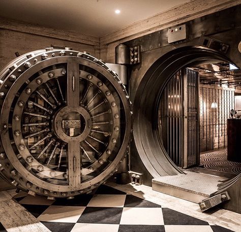 Vaults at the old midlands bank/ new Ned hotel Bank Vault, Bank Safe, Food Recommendations, Schrödinger's Cat, Bank Building, Theatre Scene, Vault Doors, Safe Vault, Banks Building