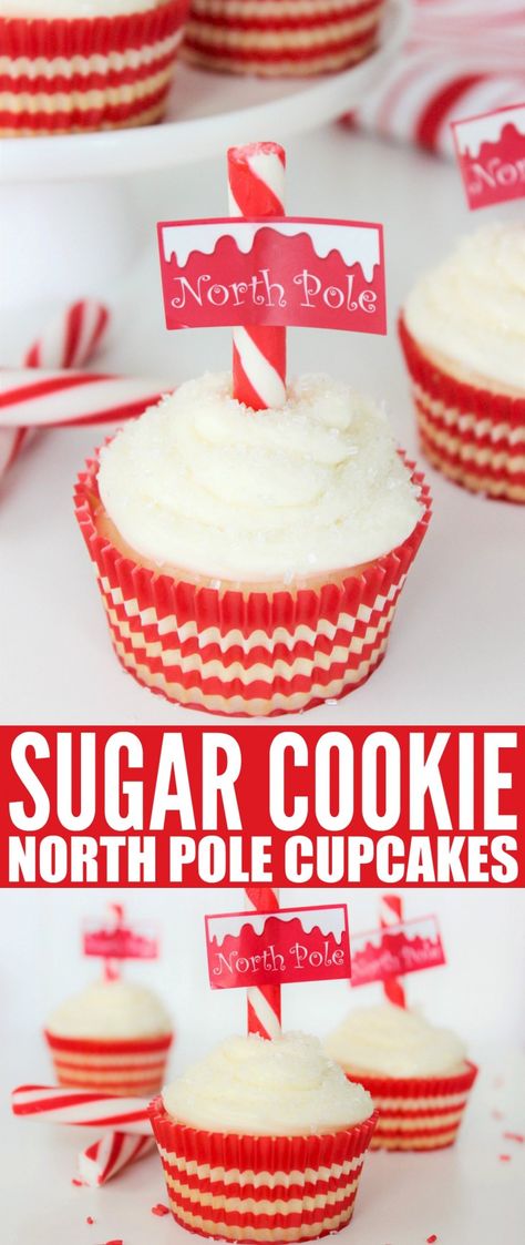 Sugar Cookie Cupcakes Recipe, Christmas Filled Cupcakes, Vanilla Christmas Cupcakes, December Cupcakes Ideas, Christmas Flavor Cupcakes, December Cupcakes, Holiday Cupcakes Christmas, Work Cupcakes, Christmas Cupcake Flavors