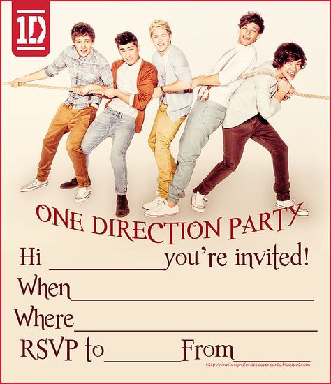 One Direction Birthday Invitation, Harry Styles Invitation, One Direction Birthday Party Ideas, One Direction Themed Party, One Direction Random, 1d Birthday, One Direction Party, One Direction Birthday, Sleepover Invitations