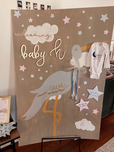 welcome aign for baby gender reveal stork theme Stork Themed Baby Shower Ideas, Gender Reveal Ideas For Party, Adoption Shower, Stork Baby Showers, Baby Stork, Themed Baby Shower Ideas, Gender Reveals, Shower Themes, Gender Reveal Ideas