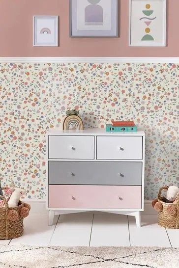 Girls Pastel Bedroom Ideas, Pink Toddler Bedroom, Pink Kids Bedrooms, Subtle Wallpaper, A4 Wallpaper, Lavender And Peach, Girls Room Colors, Ikea Kids Room