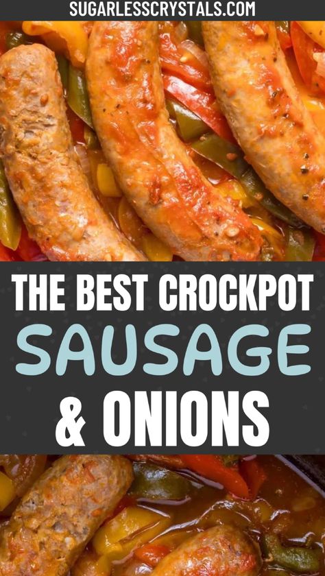 Discover a simple yet delicious family meal with this crockpot sausage, peppers, and onions recipe. Juicy Italian sausages are slow-cooked with sweet bell peppers, onions, and a flavorful marinara sauce, creating a dish that's bursting with flavor. With minimal effort and maximum taste, this recipe is perfect for busy weeknights or weekend gatherings. Sausage Pepper And Onions Crockpot, Sausage And Peppers Crockpot, Sausage Peppers Onions, Crockpot Sausage, Pulled Pork Leftover Recipes, Sausage Peppers And Onions, Italian Sausages, Lazy Dinners, Sausage Peppers