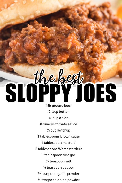 sloppy joes on a bun Best Sloppy Joes, Sloppy Joe Recipe Easy, Homemade Sloppy Joe Recipe, Sandwich Sides, Recipes With Chicken, Homemade Sloppy Joes, Sloppy Joes Recipe, Sloppy Joe, Beef Recipes Easy