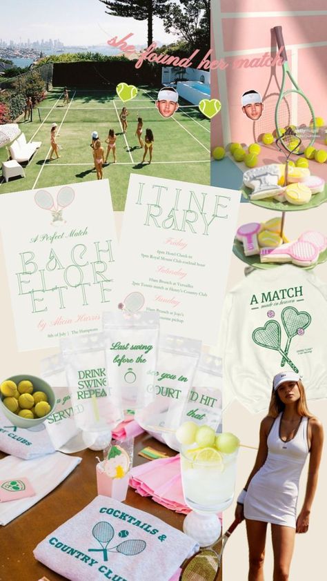 Check out thebachfairy's Shuffles Tennis And Tequila Bachelorette, Perfect Match Pickleball Bachelorette Theme, Tennis Club Bachelorette, Preppy Bachelorette Theme, Tennis Bachelorette Theme, Country Club Bridal Shower Ideas, Wedding Pickleball Tournament, 818 Bachelorette Theme, Cocktails And Country Clubs Bachelorette