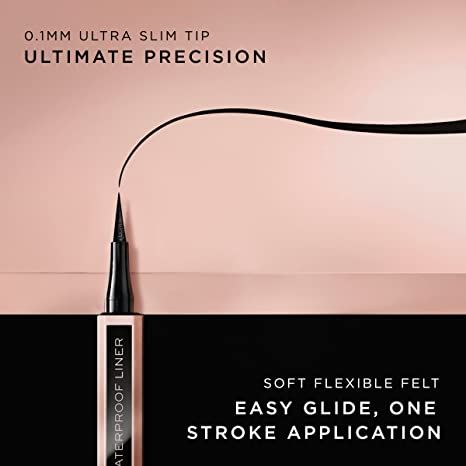 An ultra-precise felt tip that enables seamless application to the lash line for easy glide, one stroke application. The perfect liquid liner even for beginners! Up to 24HR wear. Waterproof eyeliner with no smudging, flaking, or fading for easy use. Eyeliner Creative, Easy Eyeliner, Easy Winged Eyeliner, Winged Eyeliner Makeup, Eyeliner Application, Cosmetic Creative, Eyeliner For Beginners, Bold Makeup Looks, Simple Eyeliner