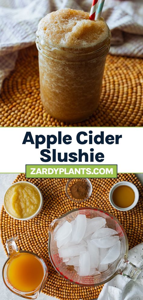 This Apple Cider Slushie is an amazing fall treat that is great way to cool off during the hotter parts of the early fall season. Apple Cider Slushy Recipe, Apple Cider Slushy, Apple Cider Slushies Recipe, Apple Cider Slushies, Apple Cider Drink, Slushie Recipe, Recipes Drinks, Apple Cider Caramels, Apple Tea