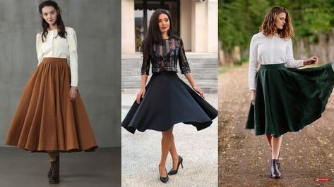 Office Midi Skirt, How To Make A Skirt, Diy Circle Skirt, Circle Skirt Outfits, Make A Skirt, Circle Skirt Tutorial, Diy Skirts, Big Skirts, Skirt Inspiration